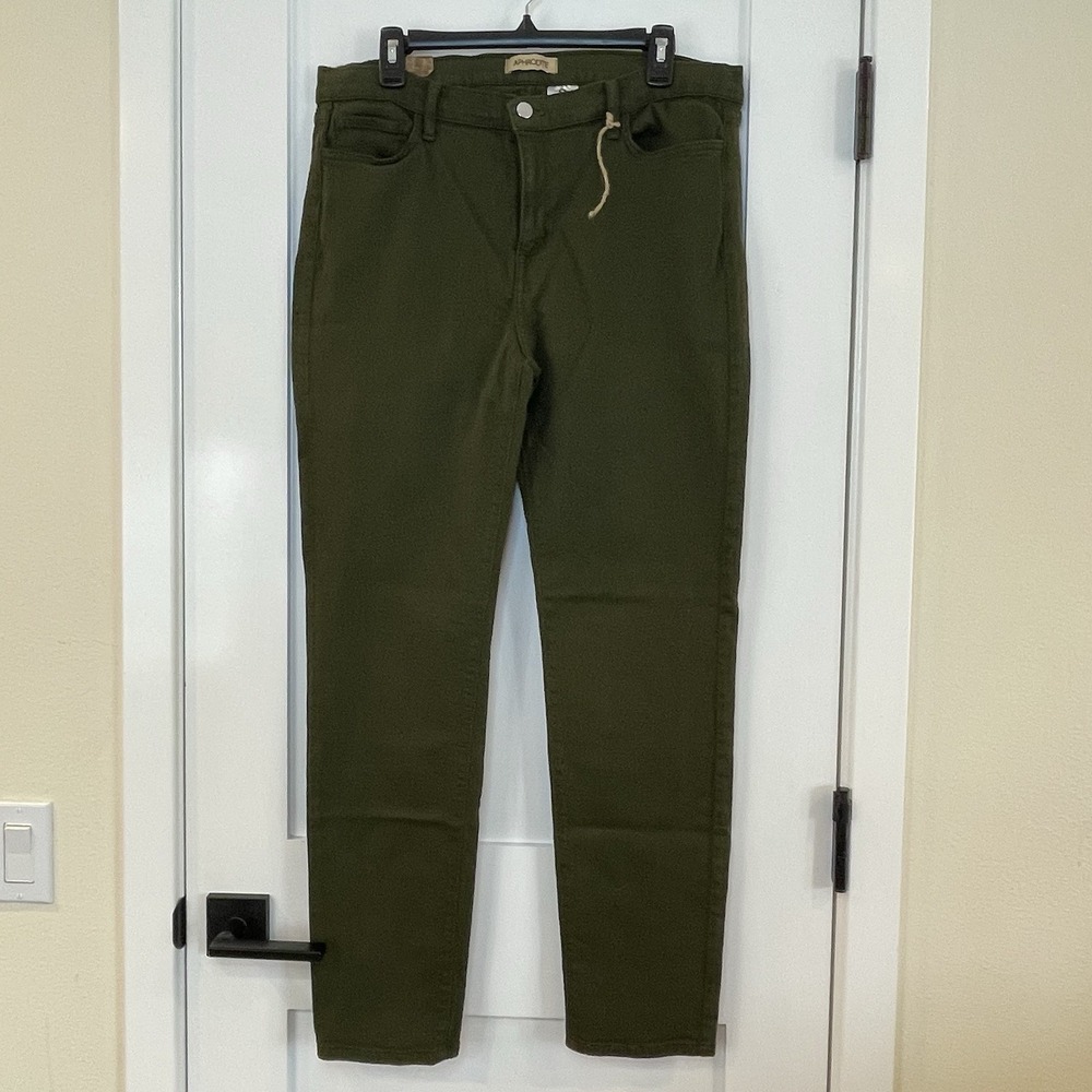 Aphrodite Jeans Denim Womens 3X USA Olive Green Straight High Rise Super Stretch